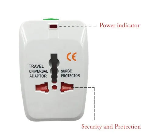 Multi-function conversion plug measuring 73x50x39mm with universal charger and travel socket adapter capabilities