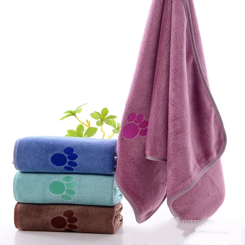 Microfibre pet bath towel in pink, dark brown, blue, green or light grey, sizes 35x75cm to 70x140cm