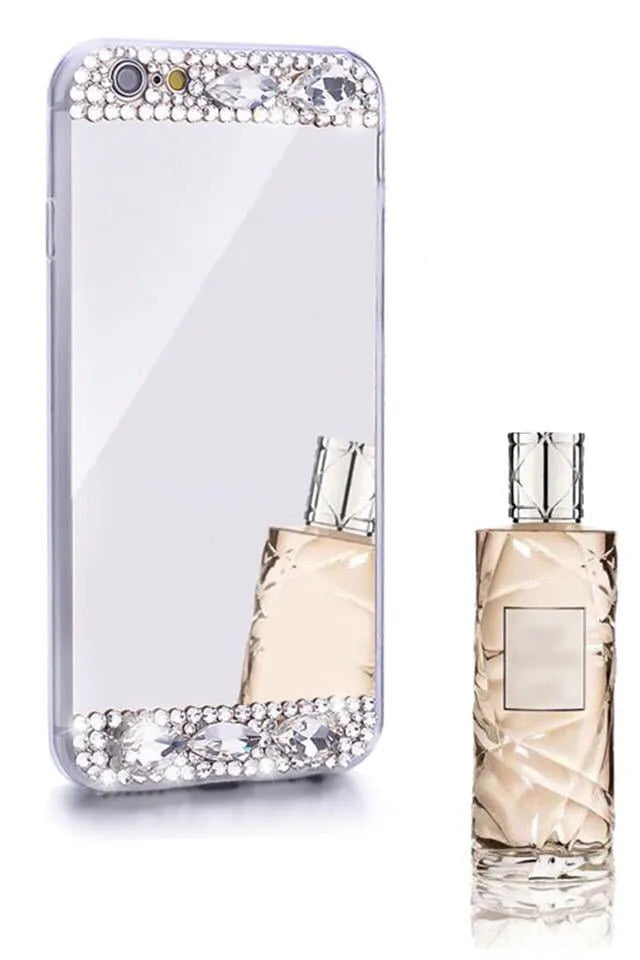 Rhinestone detailing on a gold silicone back cover for a Huawei mobile phone.