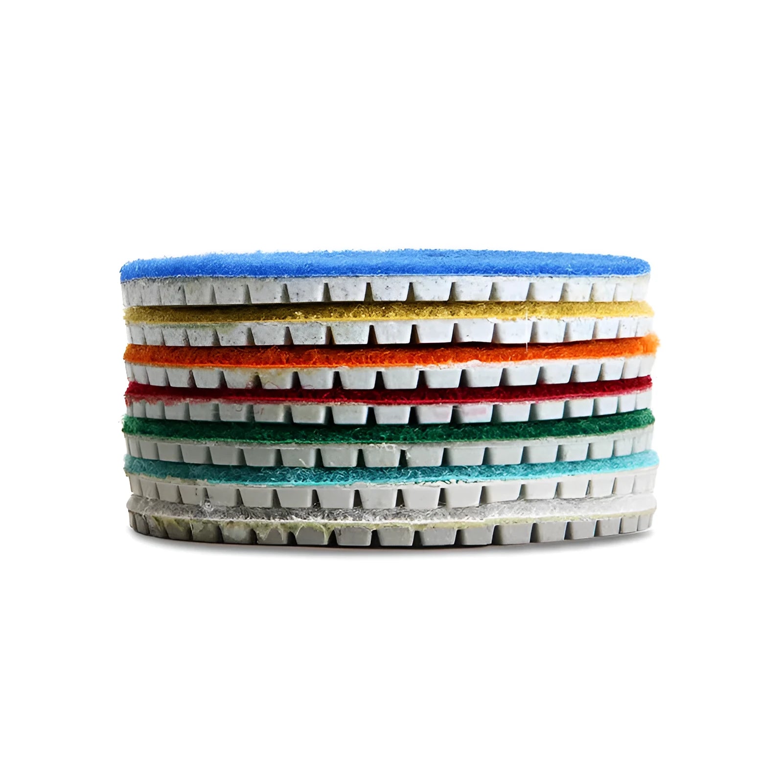 10-piece set of 80mm stone polishing pads with emery abrasive and 10mm centre holes