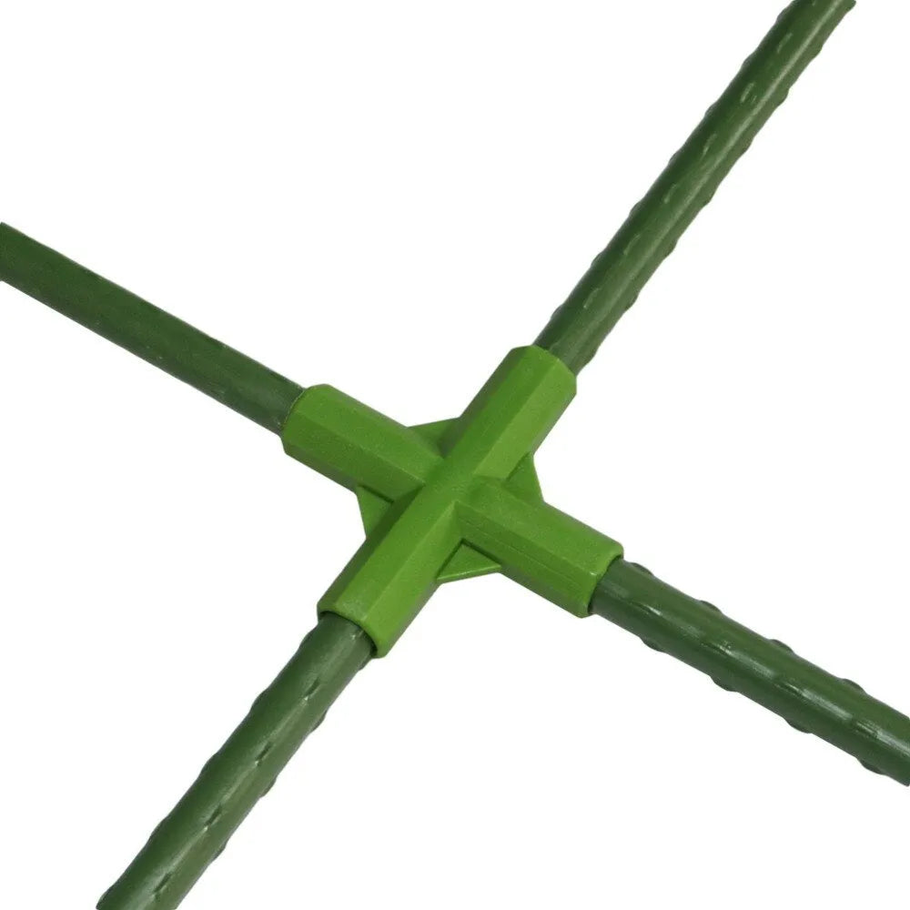 Two plastic garden connectors for 11mm poles, showing a three-way and a four-way junction.