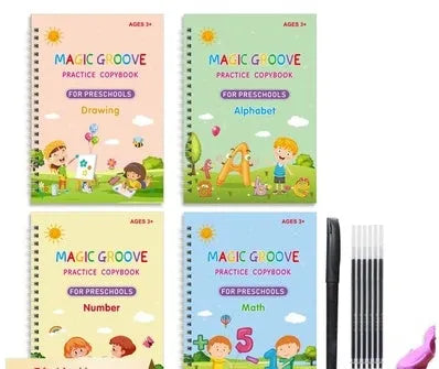 Children's English calligraphy practice pen set with groove guide and ten refill nibs
