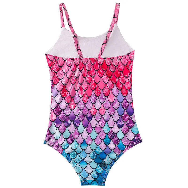 Children's mermaid one-piece swimsuit in briefs style available in multiple colours