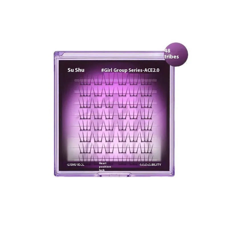Pack of reusable false eyelash clusters made from black artificial fibre on a clear plastic tray.
