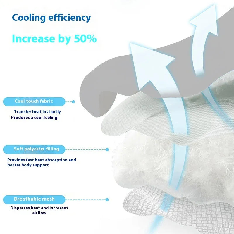 Ice silk dog cooling mat with simple dog head shape design in light grey colour