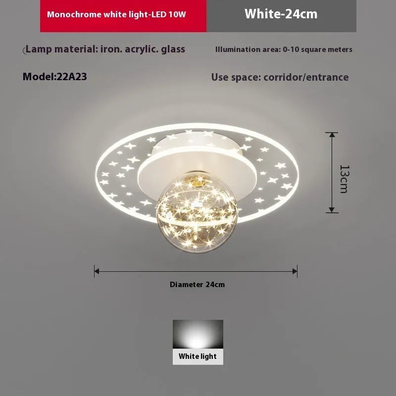 Modern ceiling lamp for corridor or hallway with LED light source in black, gold or white finish