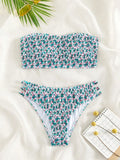 Women's strapless floral swimsuit with beauty back design and high waist briefs