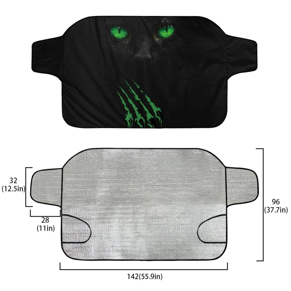 Universal car snow protection cover with aluminium fabric and lanyard installation system