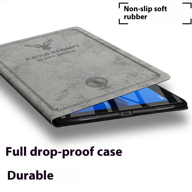 iPad protective case in elk colours with soft TPU leather shell and clamshell design