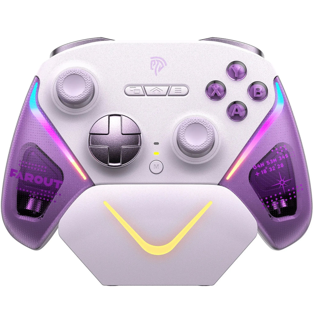 Rocker Smart Startstop Charging Base in black, green, or purple with USB-C port and game controller on 15.60 cm platform