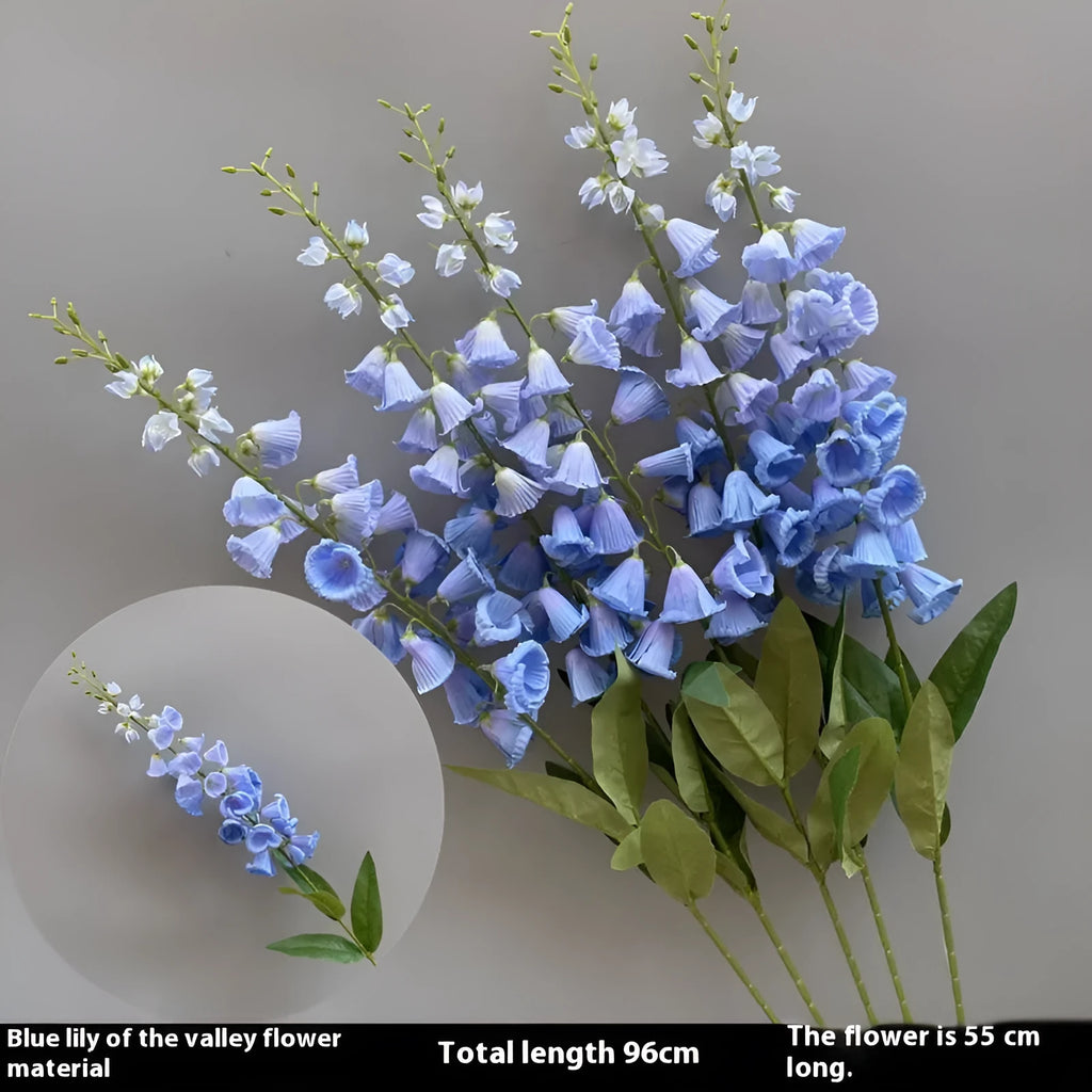 Blue silk flower bouquet with Campanula, Linglan, gradient Linglan and small wildflowers