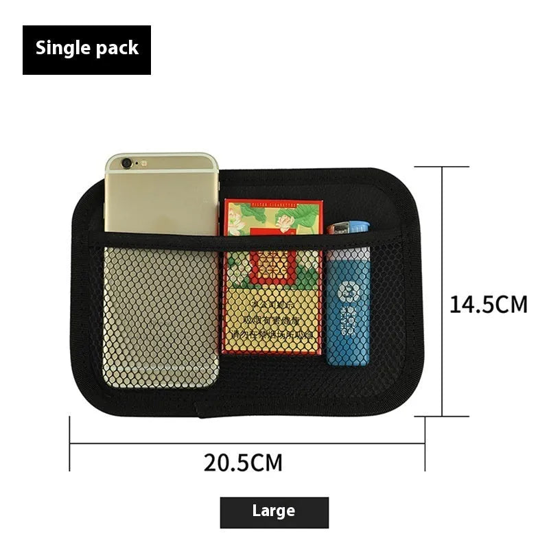 Adhesive polyester mesh storage net pocket in large or small size for car and home paste-on organisation