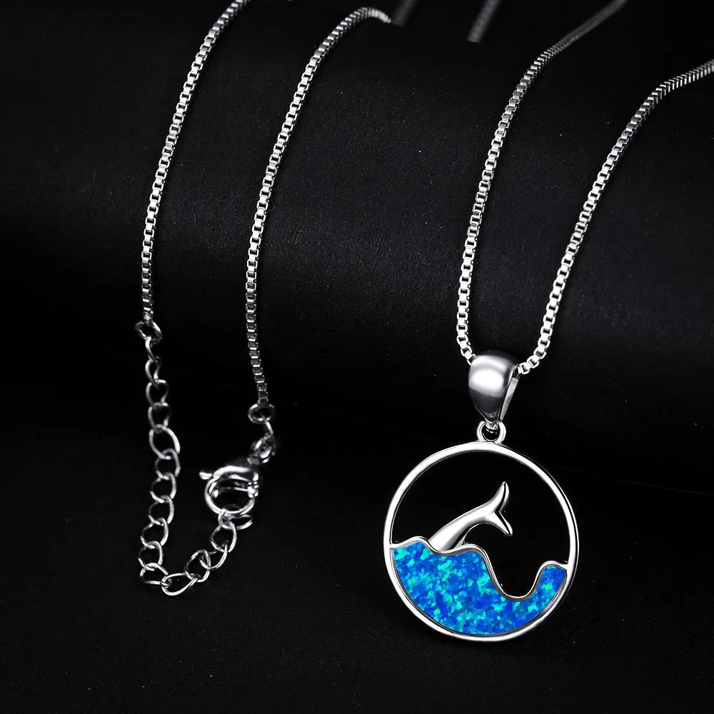 Electroplated copper sea fishtail necklace with geometric design and round elements