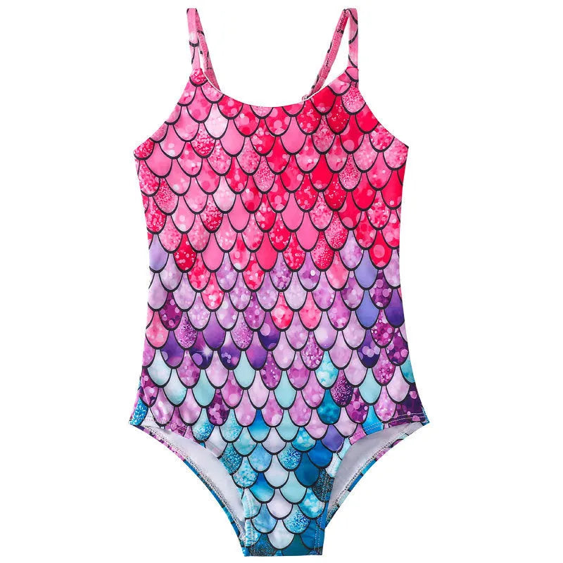 Children's mermaid one-piece swimsuit in briefs style available in multiple colours