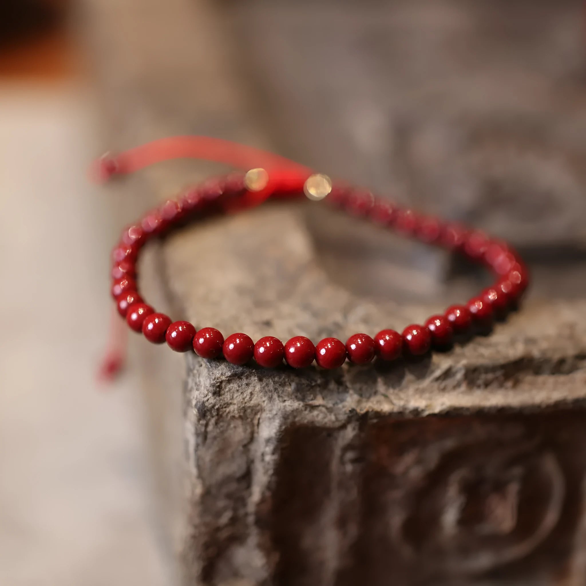 Geometric purple gold sand cinnabar bracelet with Chinese auspicious patterns