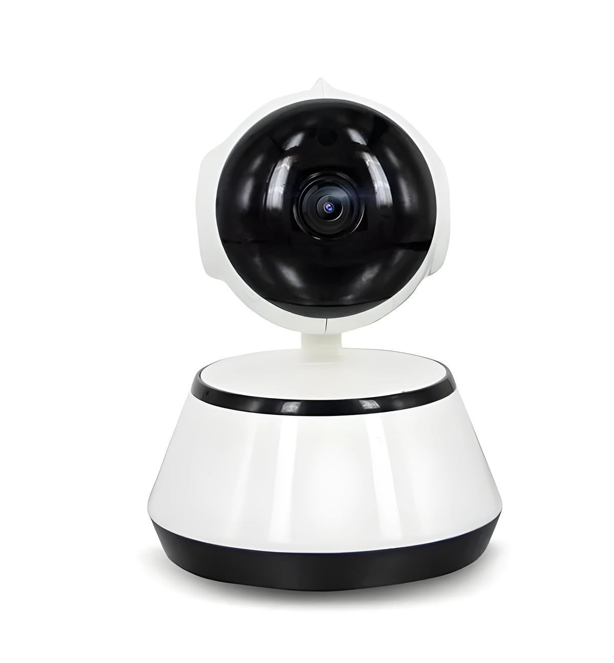 White WiFi baby monitor camera with 720P HD, night vision, two-way audio, and pan tilt