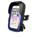TPU mobile phone stand with waterproof zipper mounted on bicycle handlebar showing phone compatibility