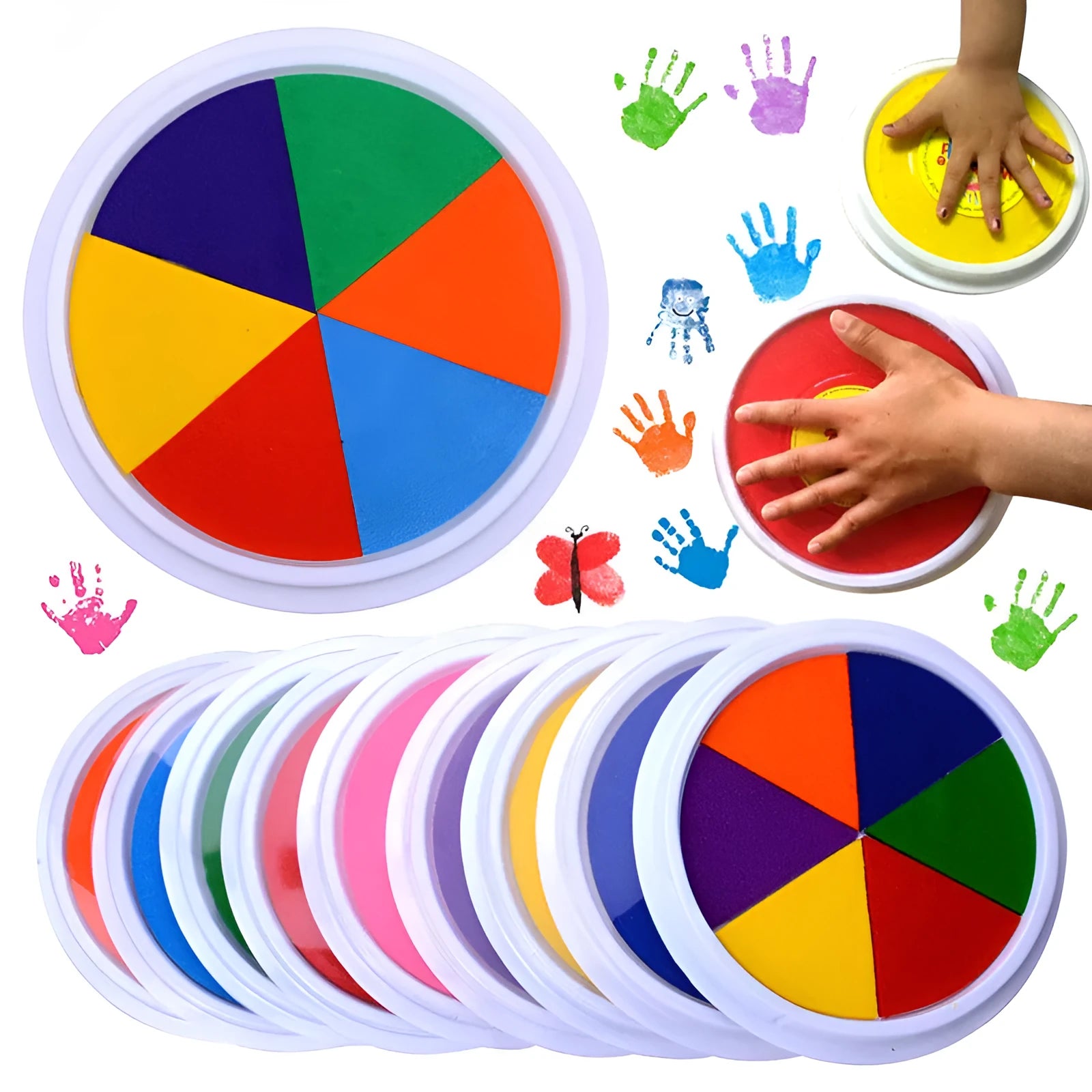 Non-toxic finger print mud set with 16cm plastic inkpad and children's picture albums for sensory play