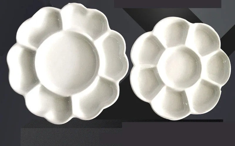 White ceramic plum blossom painting palette for watercolour acrylic oil paints