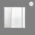A4 hardcover notebook with PP cover showing three ruling pattern options