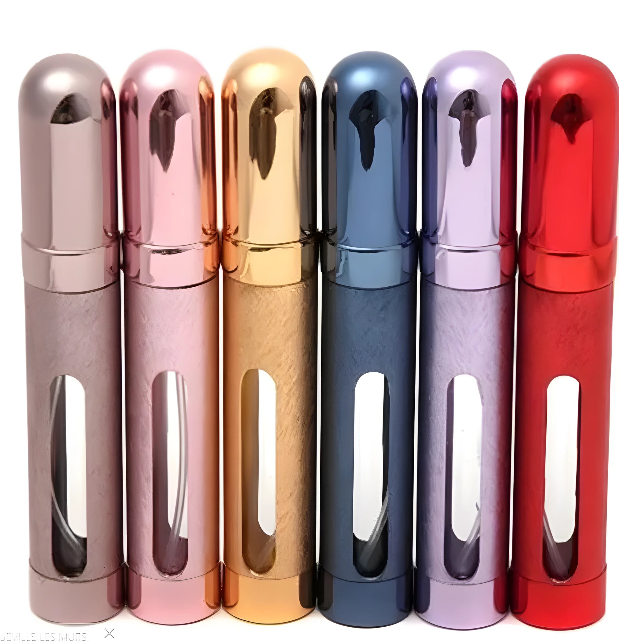 Slim 12ml aluminium portable perfume bottle with glass liner in six colour options