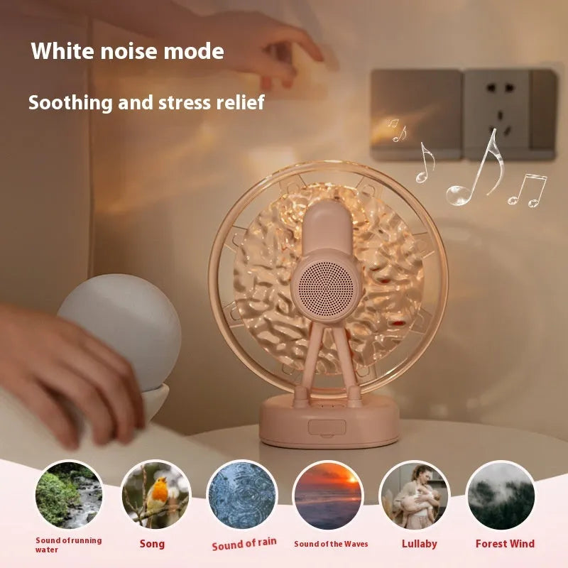 White Ferris wheel water ripple Bluetooth speaker with colourful atmospheric lighting effects