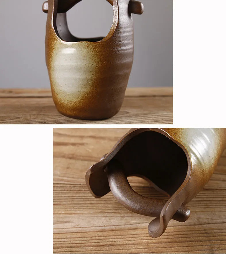 Small glazed pottery vase in Japanese miscellaneous style, ornament format, colours A to F available