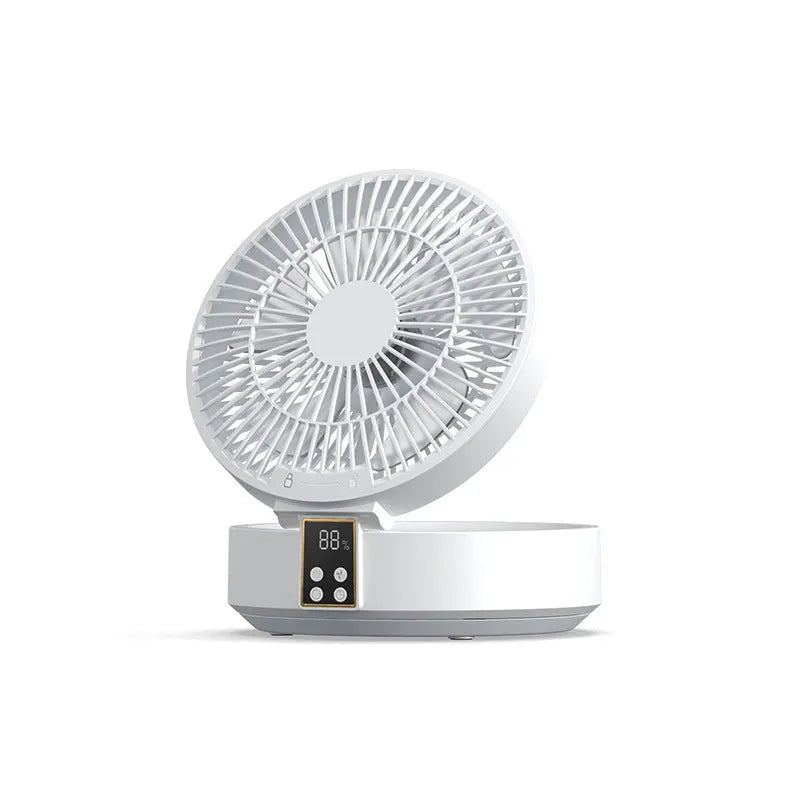 White blue or green USB rechargeable portable folding fan with remote control and warm night light