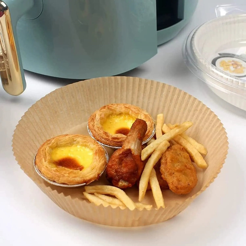 Disposable air fryer paper liners in round bowl shape with 4.5cm edges