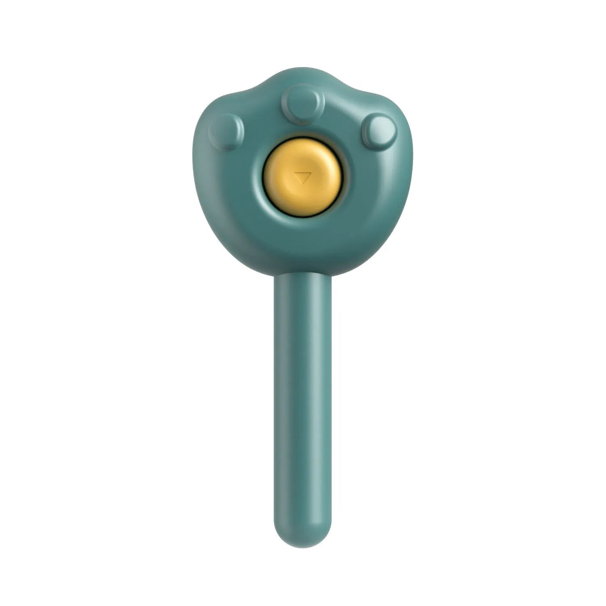 Pet grooming comb with self-cleaning needle teeth and cute handle in blue, green or yellow