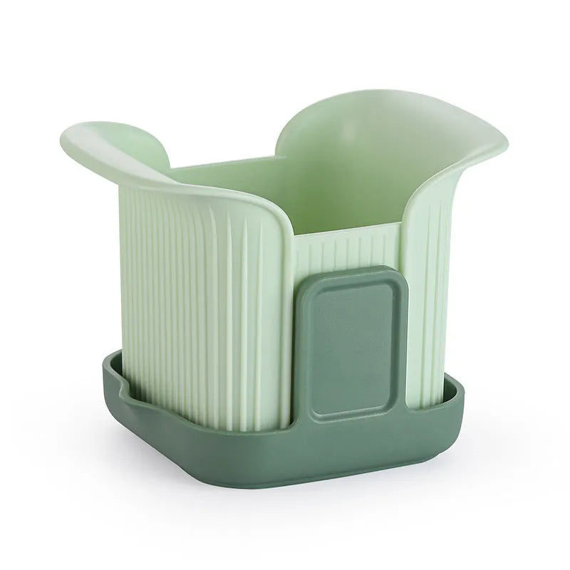 Green manual vegetable chopper with stainless steel blades for slicing onions, potatoes and cucumbers