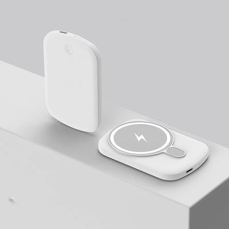 Magsafe magnetic wireless power bank in Barbie Pink, Gentleman's Black, Ivory White, or Lightning Purple colour, 94x66mm dimensions