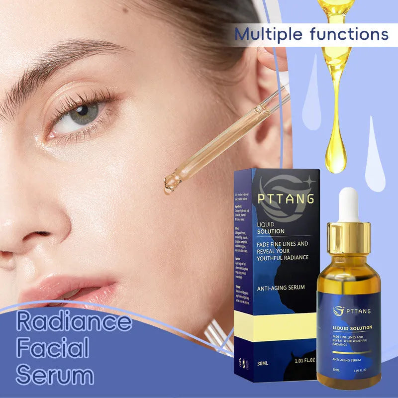 Glorious Facial Liquid 100ml moisturiser in a 10.1cm tall clear bottle.
