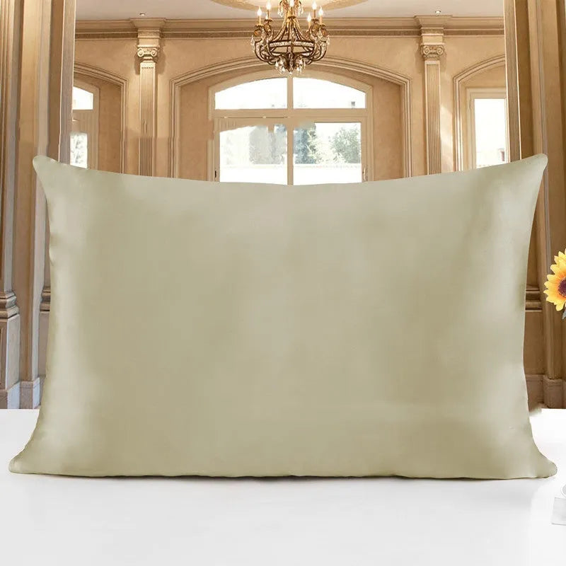 19 M double-sided silk pillowcase showing smooth texture, available in 14 colours including navy blue and lotus pink