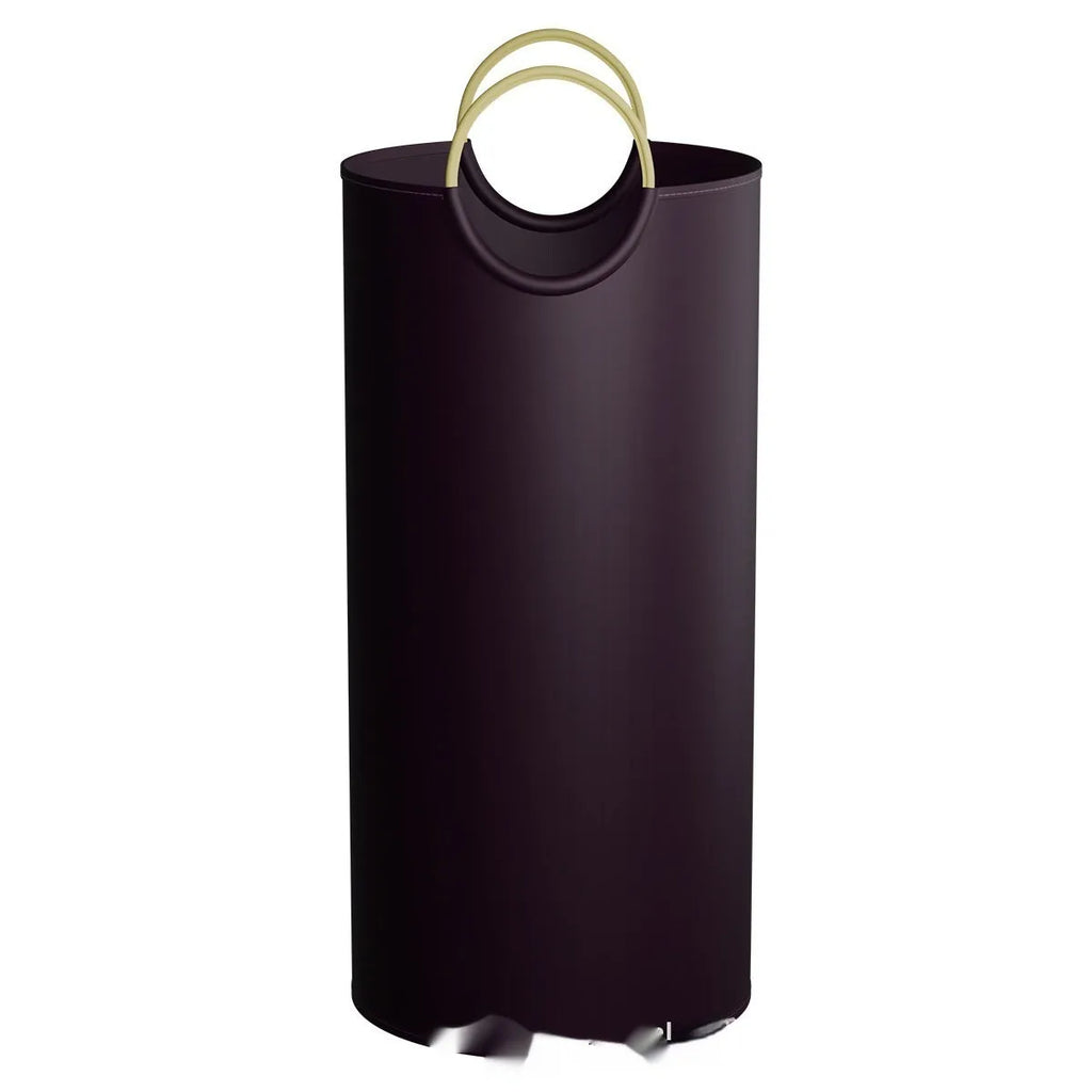 Round grey portable trash can showing 38cm diameter opening and 72cm height with included plastic bag