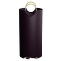 Round grey portable trash can showing 38cm diameter opening and 72cm height with included plastic bag