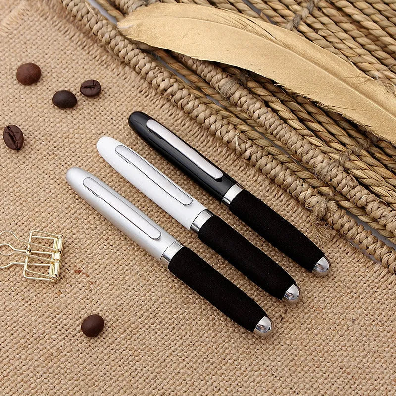 EVA Metal Cap Mini Ballpoint Pen with metal body, 1.0mm tip, and seven colour options on white background