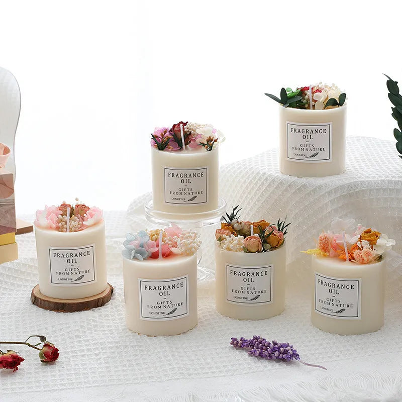 330g dried flower aromatherapy candle in solid form with optional gift box packaging
