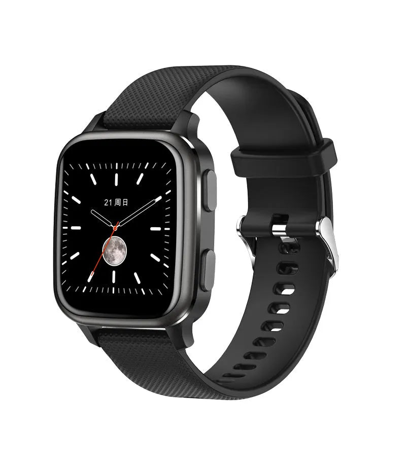 Smart bracelet with aluminium alloy case showing heart rate monitor and Bluetooth call function on wrist