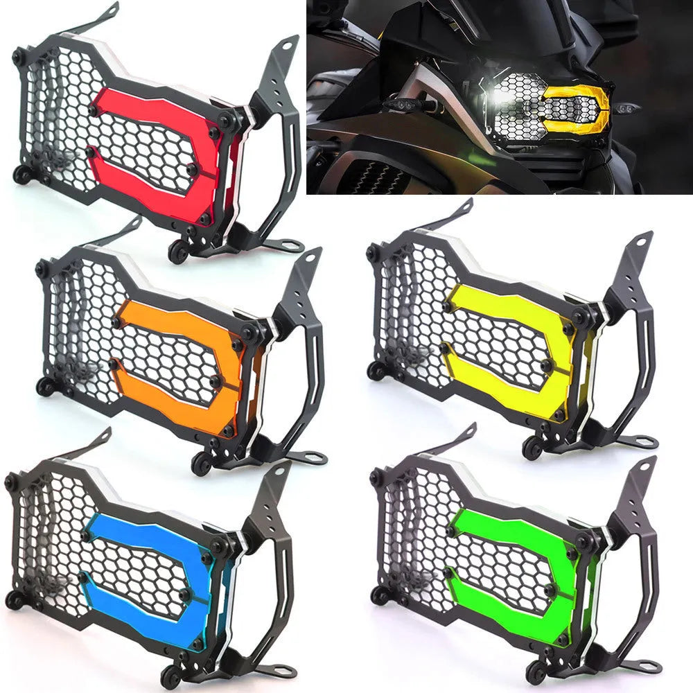 Motorcycle headlight protective cover for BMW GS models in assorted colours