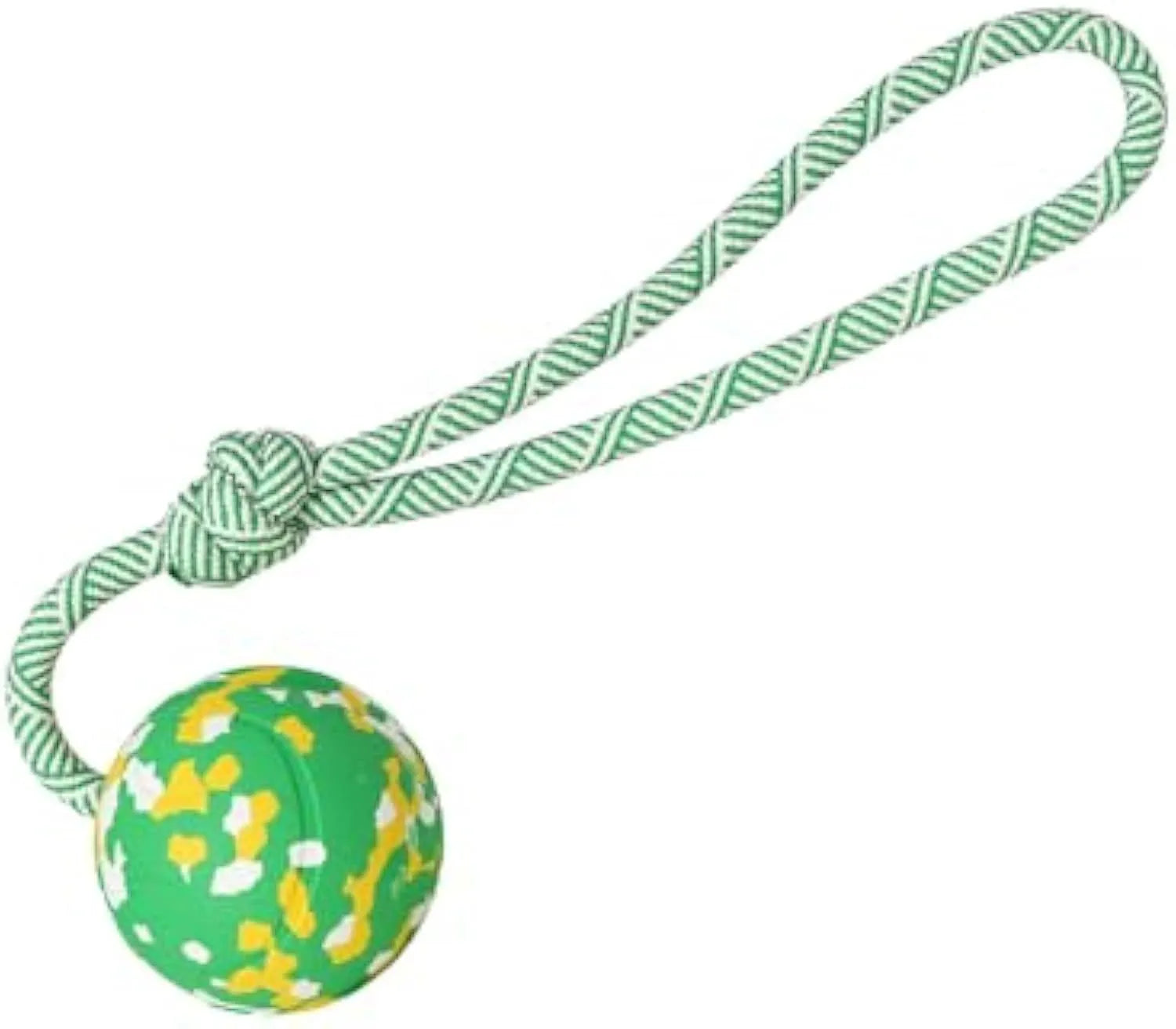 Dog ball on rope toy with 6cm rubber ball and 27cm nylon rope for interactive play