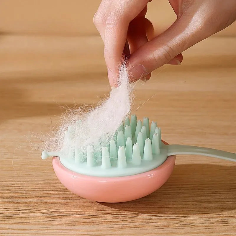 Silicone pet bathing brush with flexible bristles and textured handle in choice of colours