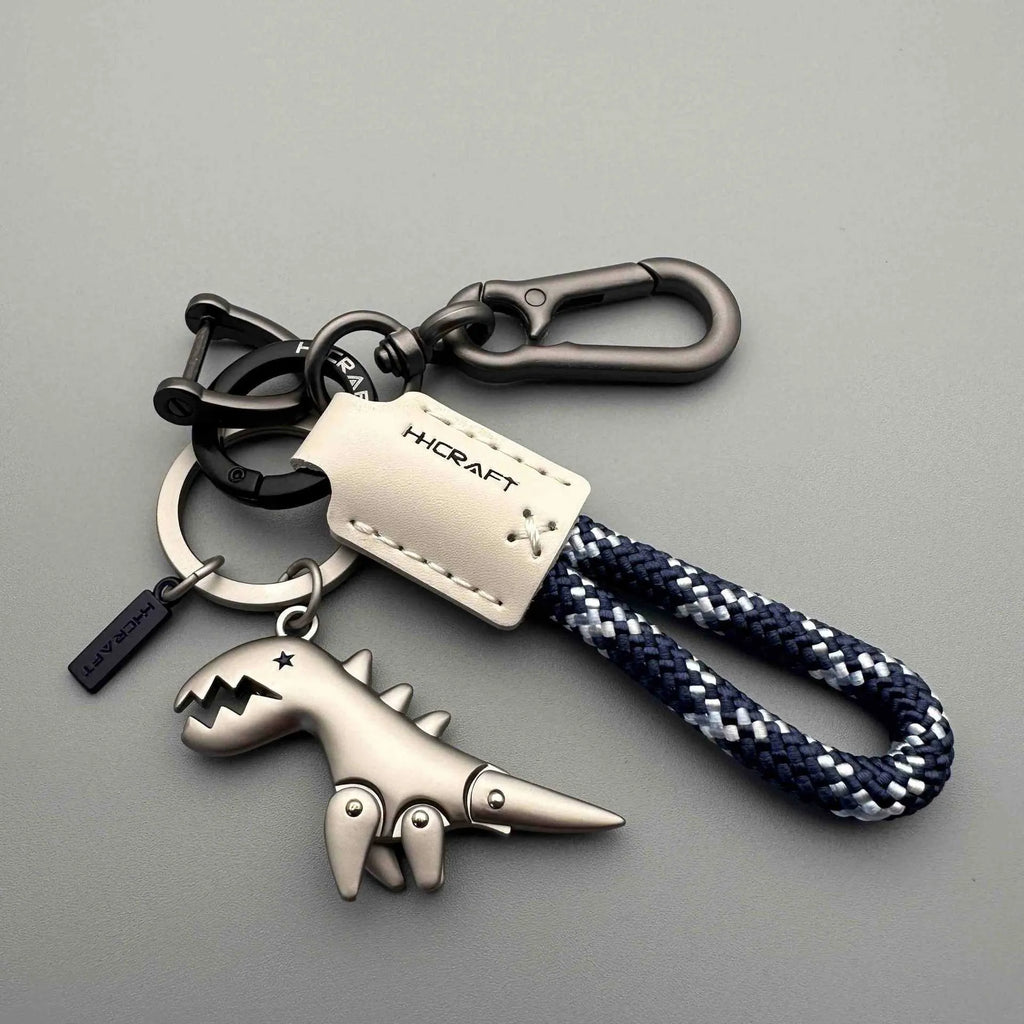 Cartoon little dinosaur keychain in zinc alloy, a schoolbag pendant in one of eight styles