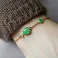 Retro-style yellow gold electroplated copper bracelet for unisex wear on a wrist.