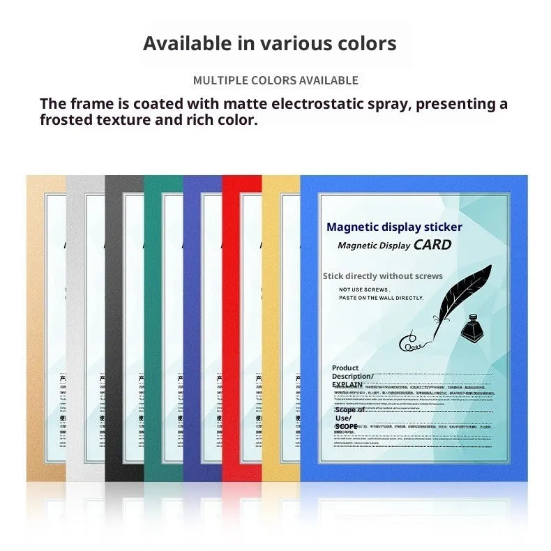 Magnetic PVC photo frame in rectangular shape, shown in black colour, for wall display of A4 print.