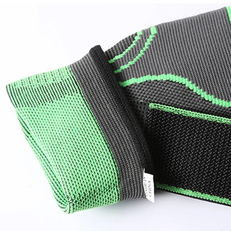 Knitted basketball elbow pad arm guard in black or fluorescent green, adult sizes M L XL