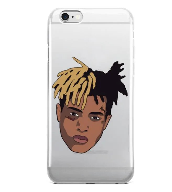 Transparent matte iPhone case with an exotic Xxxtentacion pattern design.