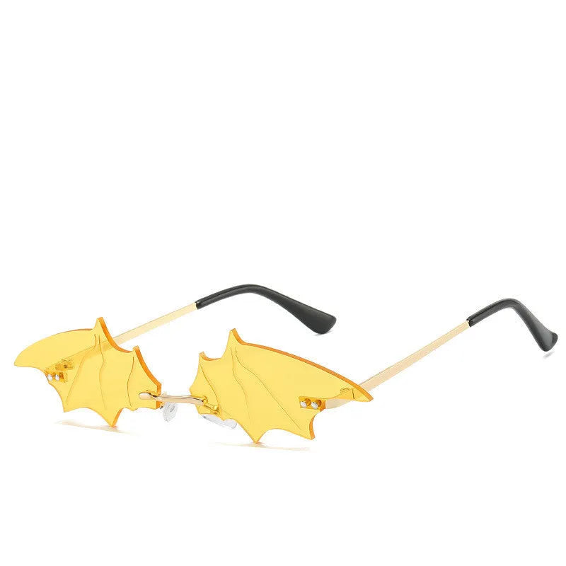 Bat-shaped square sunglasses with PC lenses, adjustable elastic frame, 16-20g lightweight design, eight colours