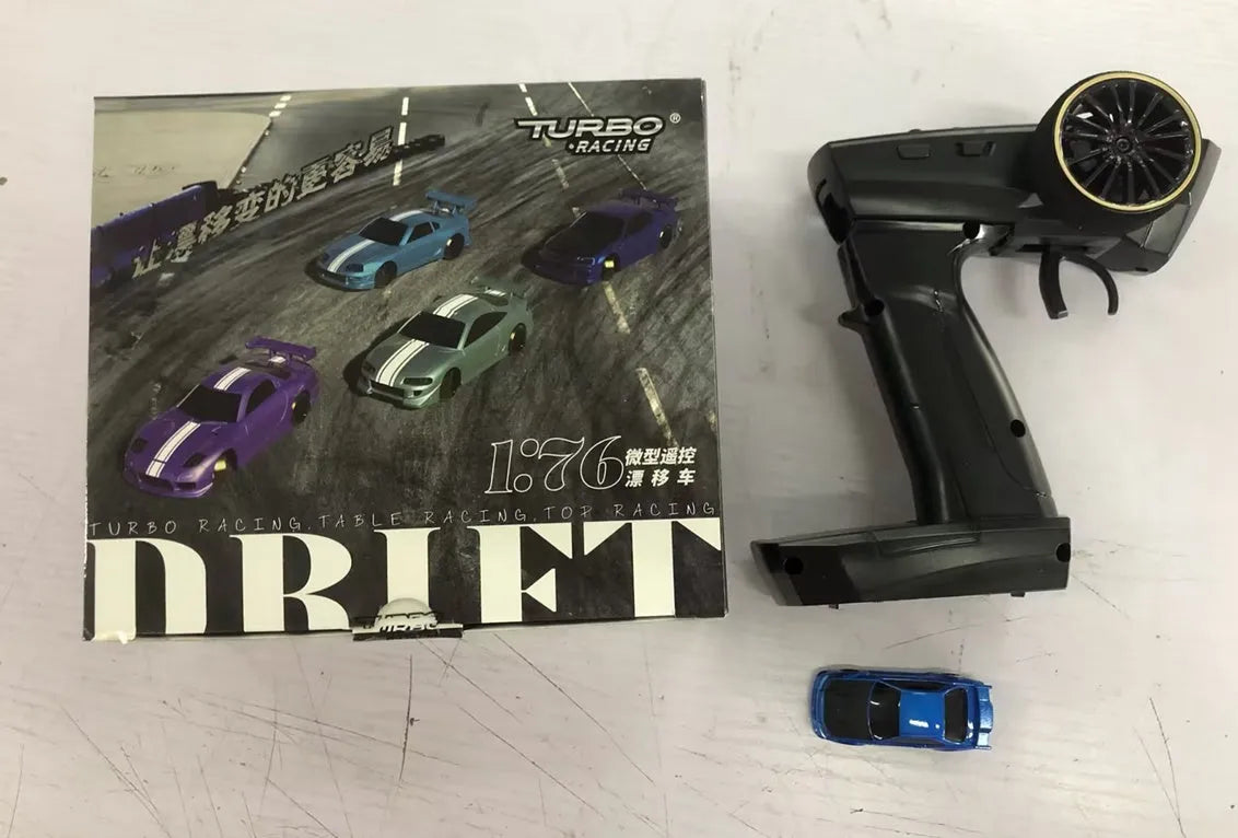 Turbo Racing C64 1:76 scale blue RC drift car with remote control
