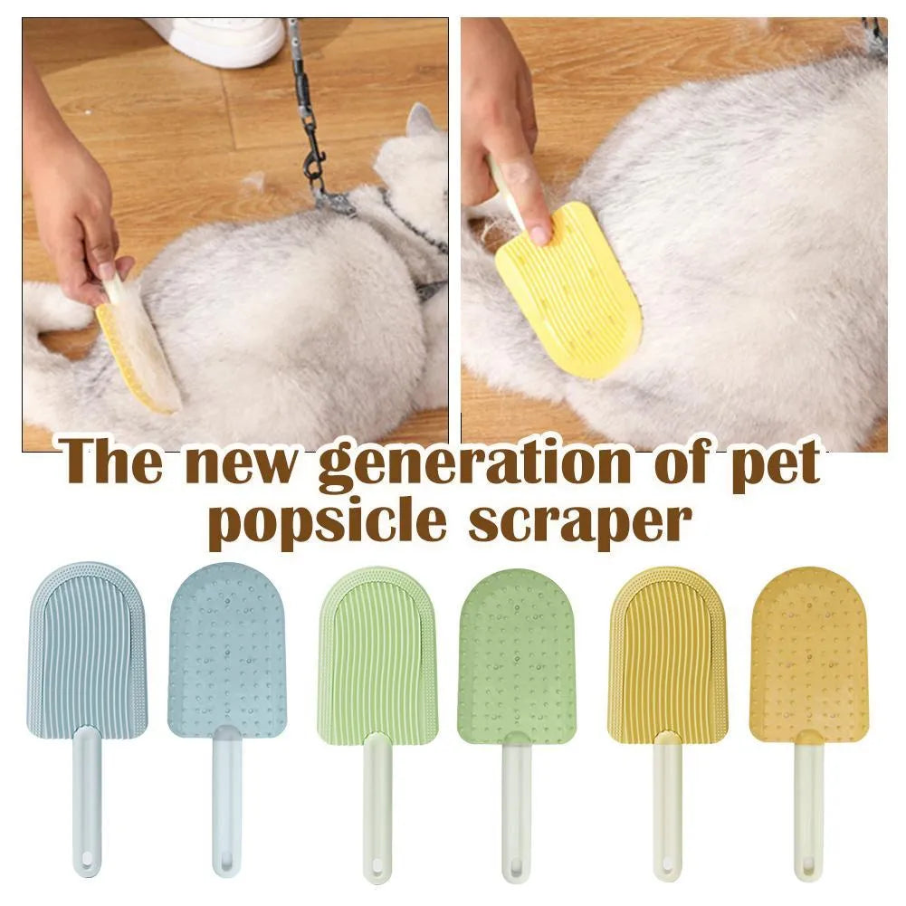 200mm pet grooming brush in blue, green, or yellow with soft silicone and foldable design